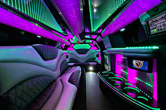 bar area on the limo